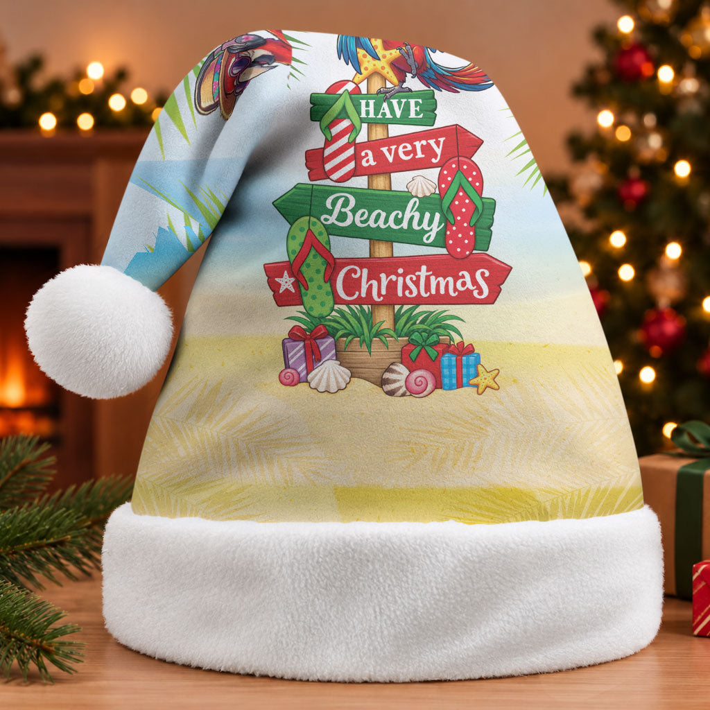 Hawaii Christmas Santa Hat Have A Very Beachy Christmas LT05 Without Fur Multicolor - Polynesian Pride