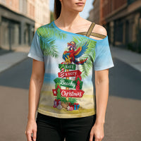 Hawaii Christmas Cross Shoulder Shirt Have A Very Beachy Christmas LT05 - Polynesian Pride