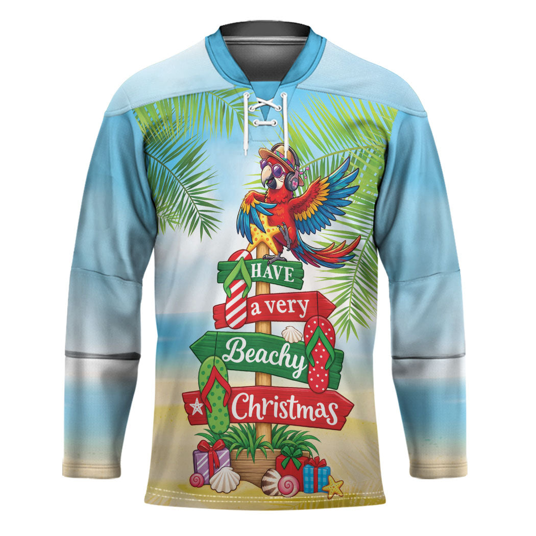 Hawaii Christmas Hockey Jersey Have A Very Beachy Christmas LT05 Unisex Multicolor - Polynesian Pride