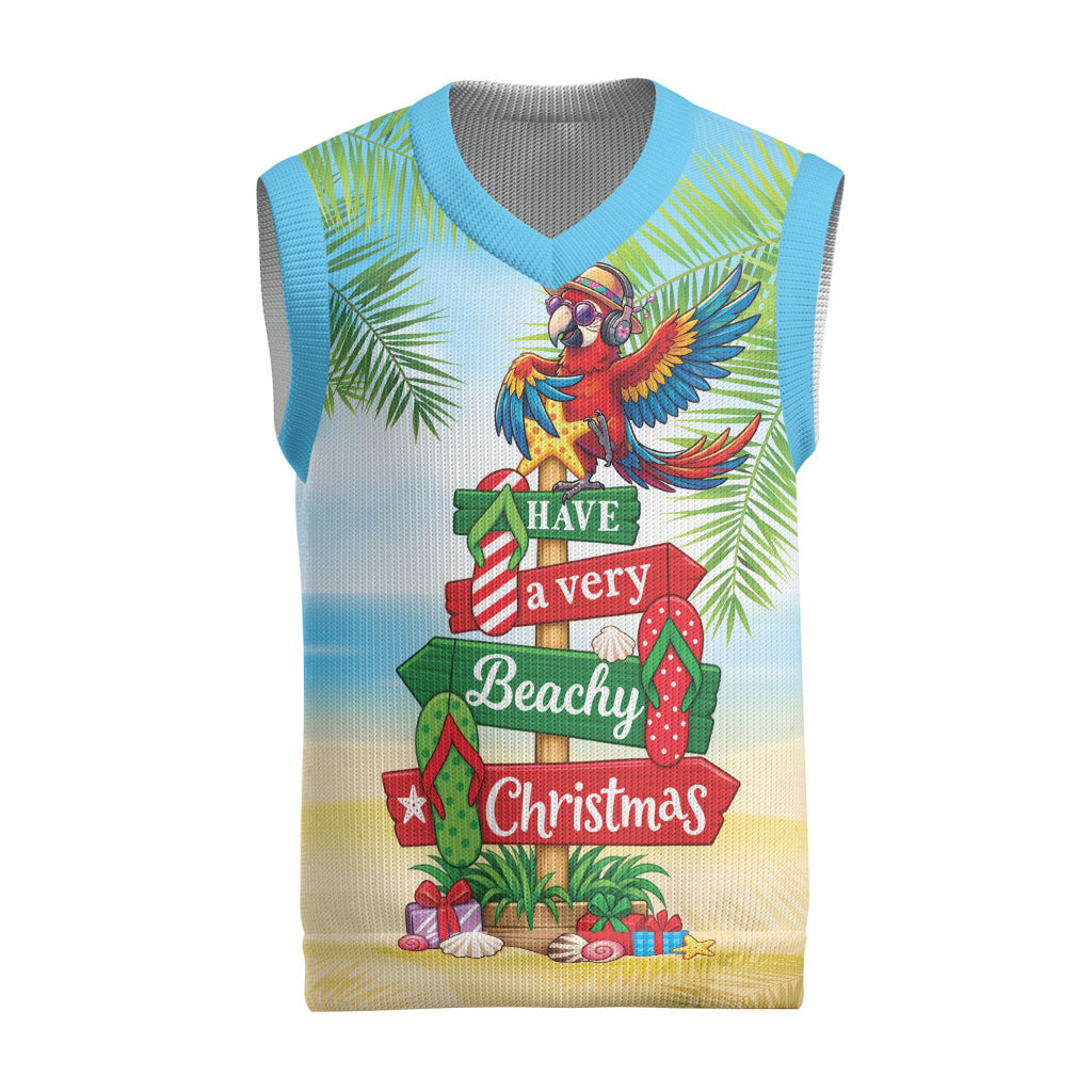 Hawaii Christmas Knitted V-Neck Vest Have A Very Beachy Christmas LT05 Multicolor - Polynesian Pride