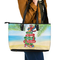 Hawaii Christmas Leather Tote Bag Have A Very Beachy Christmas LT05 - Polynesian Pride