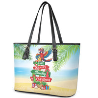 Hawaii Christmas Leather Tote Bag Have A Very Beachy Christmas LT05 - Polynesian Pride