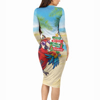 Hawaii Christmas Long Sleeve Bodycon Dress Have A Very Beachy Christmas LT05 - Polynesian Pride