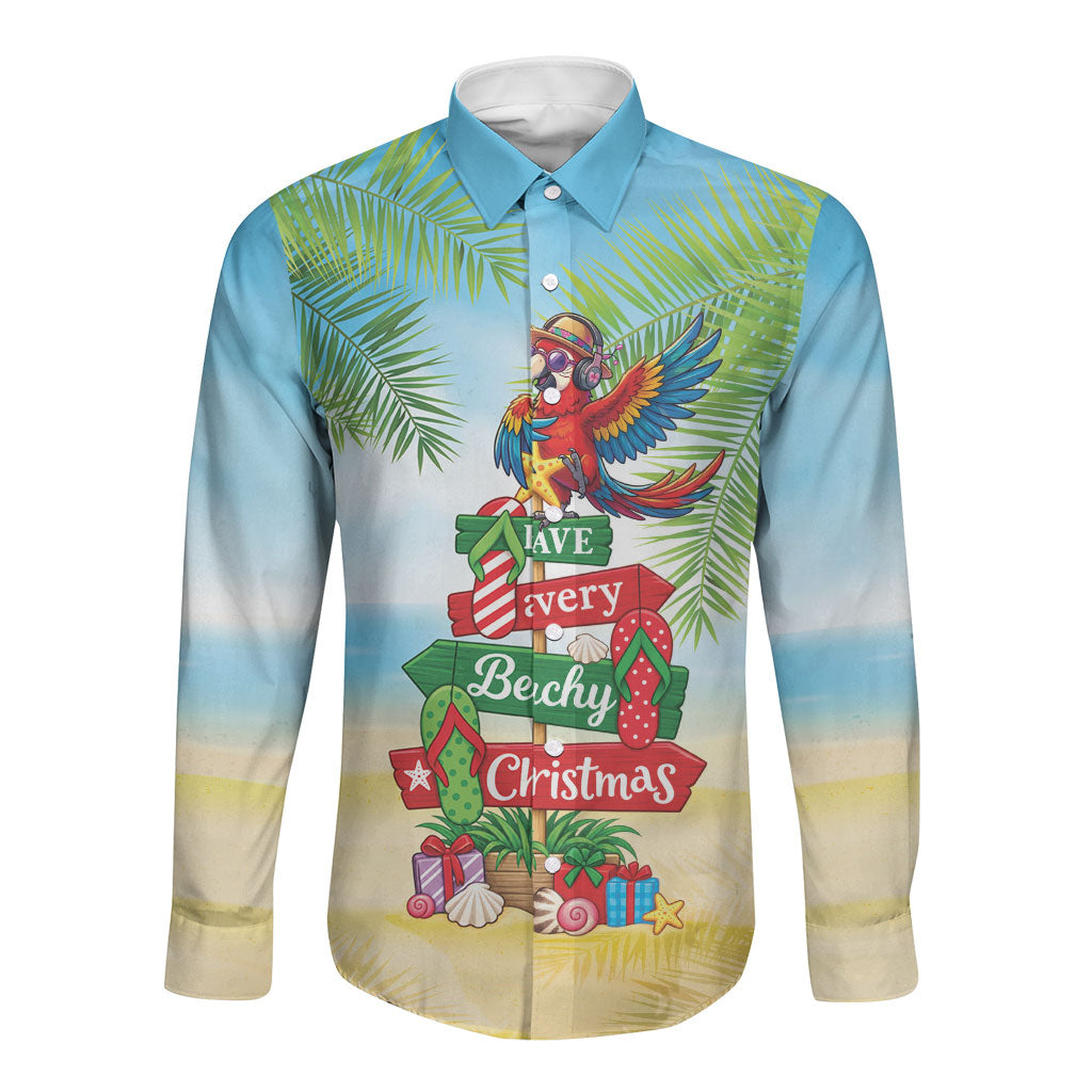 Hawaii Christmas Long Sleeve Button Shirt Have A Very Beachy Christmas LT05 Unisex Multicolor - Polynesian Pride