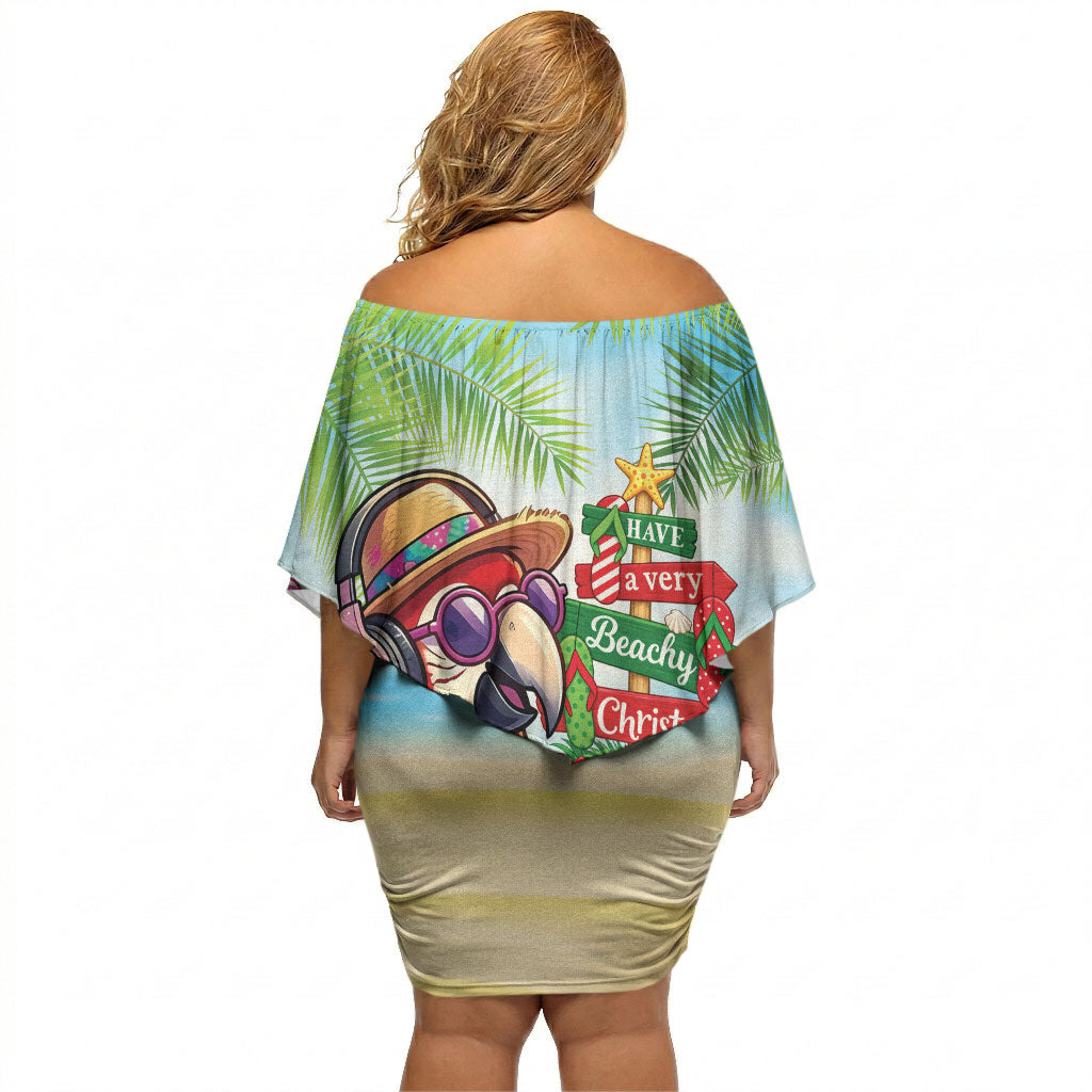 Hawaii Christmas Off Shoulder Short Dress Have A Very Beachy Christmas LT05 - Polynesian Pride