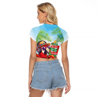 Hawaii Christmas Raglan Cropped T Shirt Have A Very Beachy Christmas LT05 - Polynesian Pride