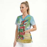 Hawaii Christmas Scrub Top Have A Very Beachy Christmas LT05 - Polynesian Pride