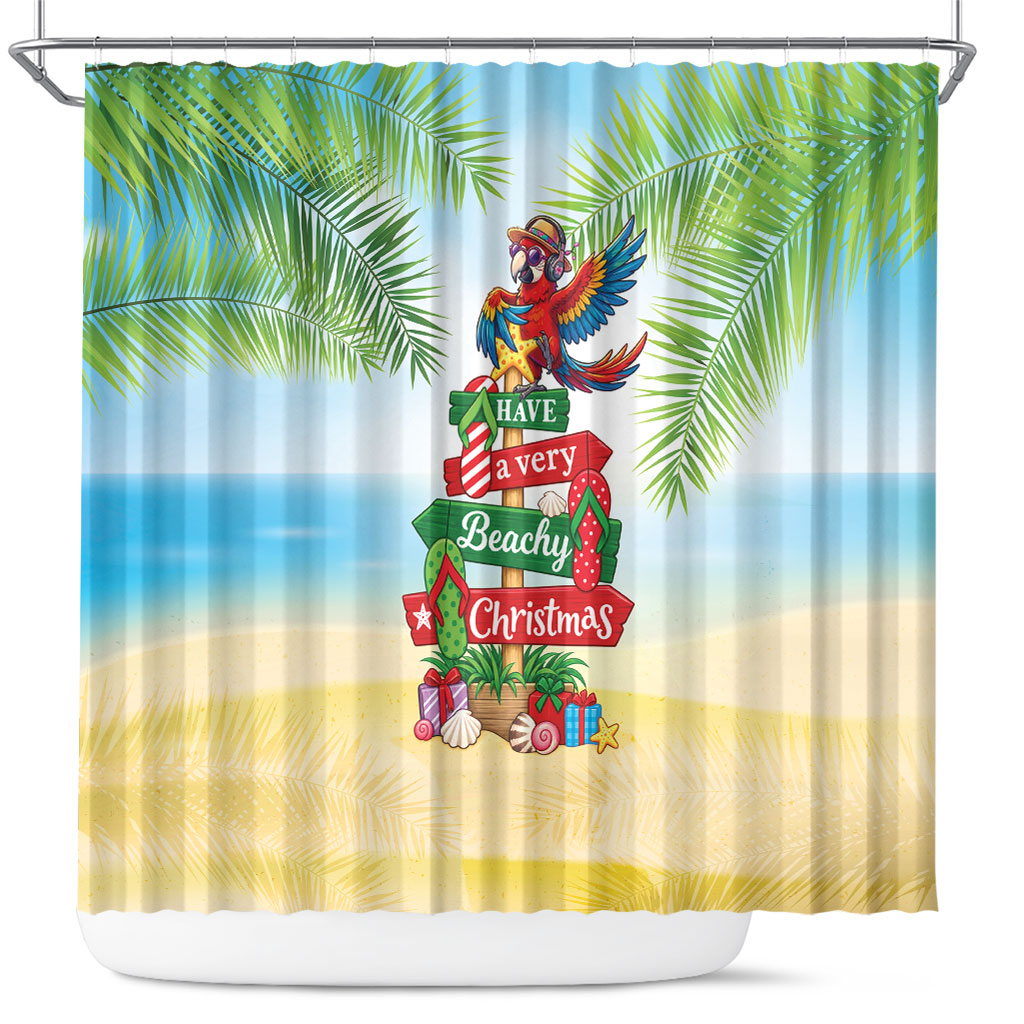 Hawaii Christmas Shower Curtain Have A Very Beachy Christmas LT05 Multicolor - Polynesian Pride