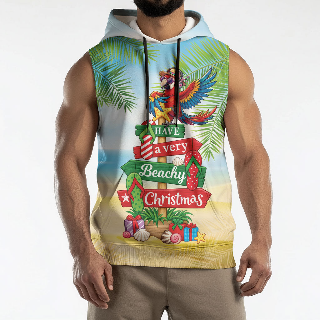 Hawaii Christmas Sleeveless Hoodie Have A Very Beachy Christmas LT05 - Polynesian Pride