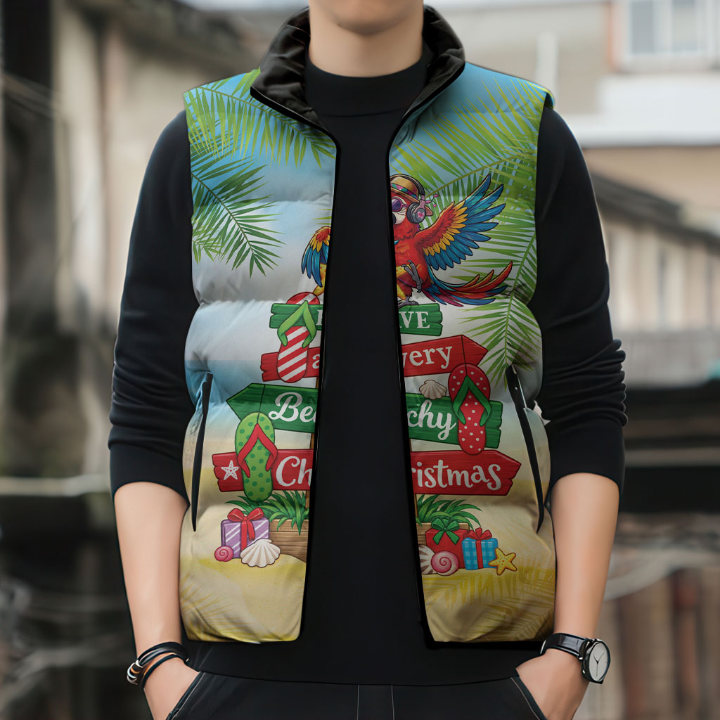 Hawaii Christmas Sleeveless Puffer Jacket Have A Very Beachy Christmas LT05 - Polynesian Pride