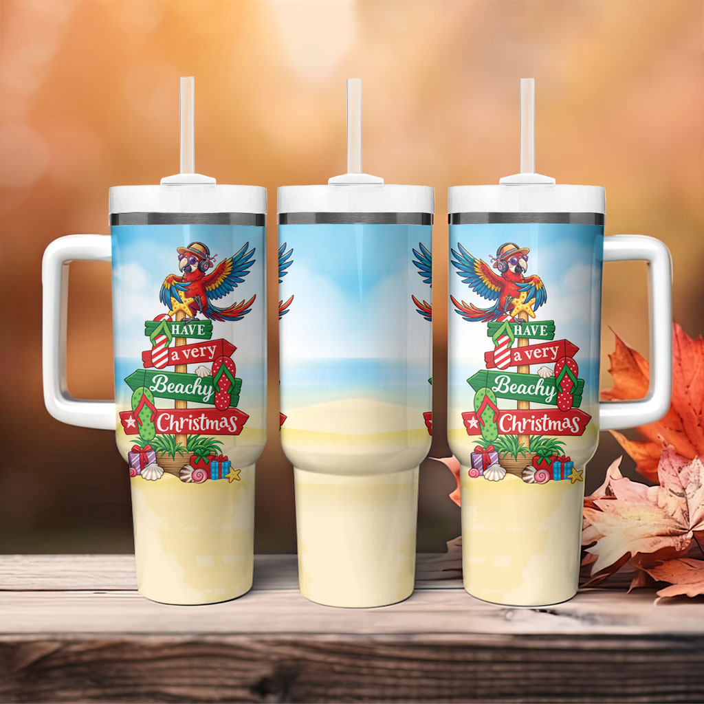Hawaii Christmas Tumbler With Handle Have A Very Beachy Christmas LT05 - Polynesian Pride