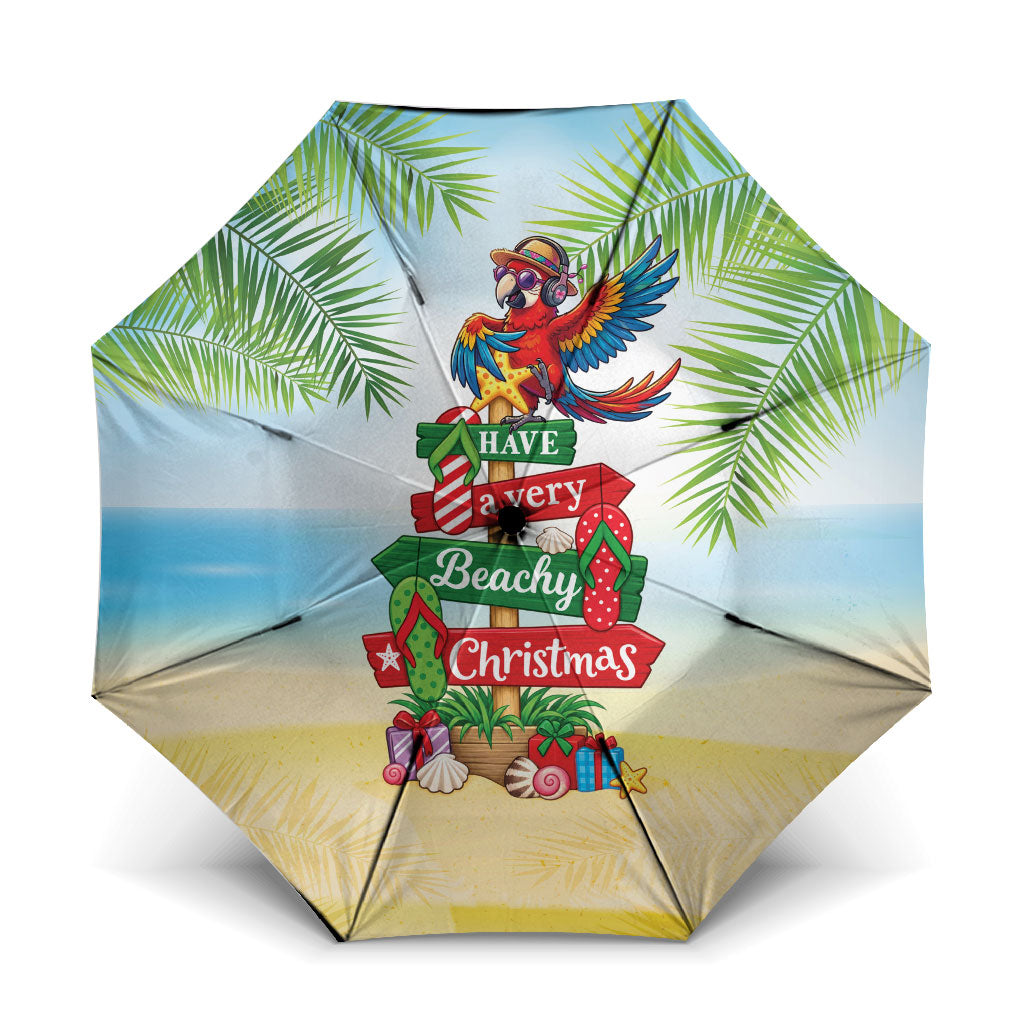 Hawaii Christmas Umbrella Have A Very Beachy Christmas LT05 One Size Folded 11.42 inch Opened Diameter 37.4 inch Multicolor - Polynesian Pride
