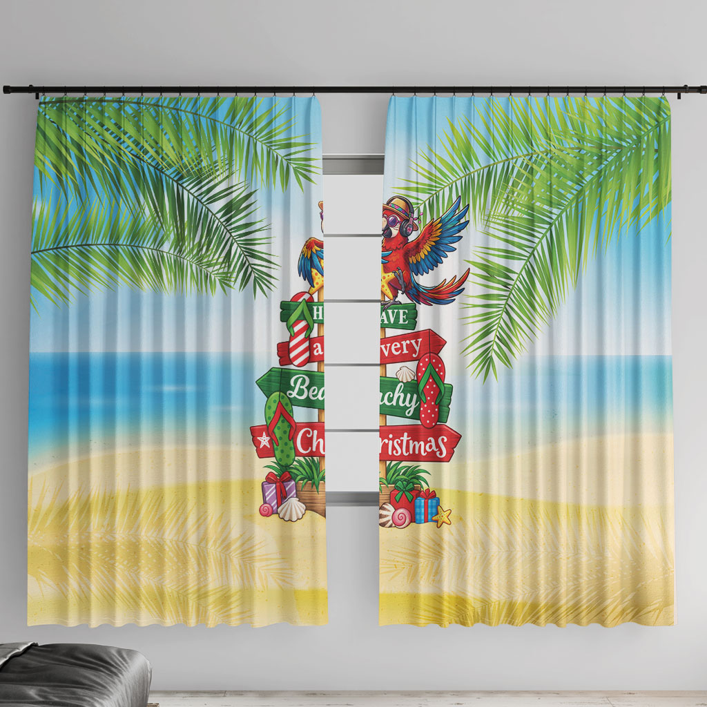 Hawaii Christmas Window Curtain Have A Very Beachy Christmas LT05 With Hooks Multicolor - Polynesian Pride