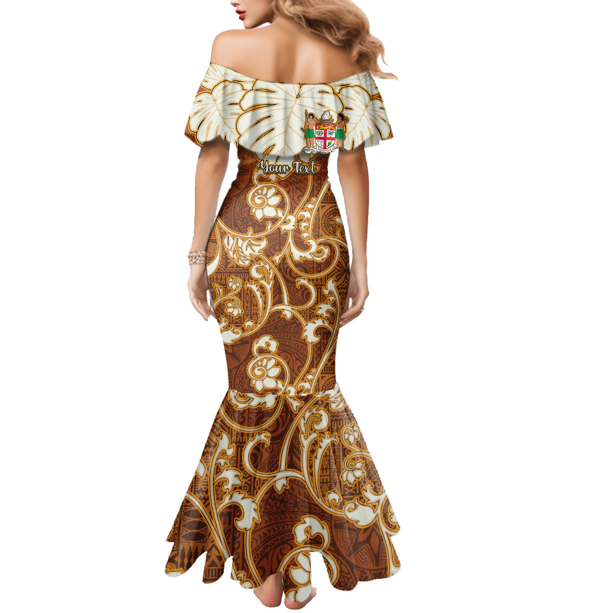 Personalized Fiji Spring Break Family Matching Mermaid Dress and Hawaiian Shirt Fijian Tapa Pattern Brown LT05 - Polynesian Pride