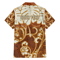 Personalized Fiji Spring Break Family Matching Off Shoulder Maxi Dress and Hawaiian Shirt Fijian Tapa Pattern Brown LT05 - Polynesian Pride