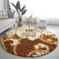 Fiji Spring Break Round Carpet Fijian Tapa Pattern Brown LT05 - Polynesian Pride