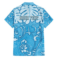 Personalized Fiji Spring Break Family Matching Tank Maxi Dress and Hawaiian Shirt Fijian Tapa Pattern Blue LT05 - Polynesian Pride