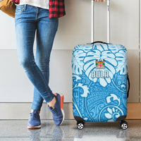 Fiji Spring Break Luggage Cover Fijian Tapa Pattern Blue LT05 - Polynesian Pride