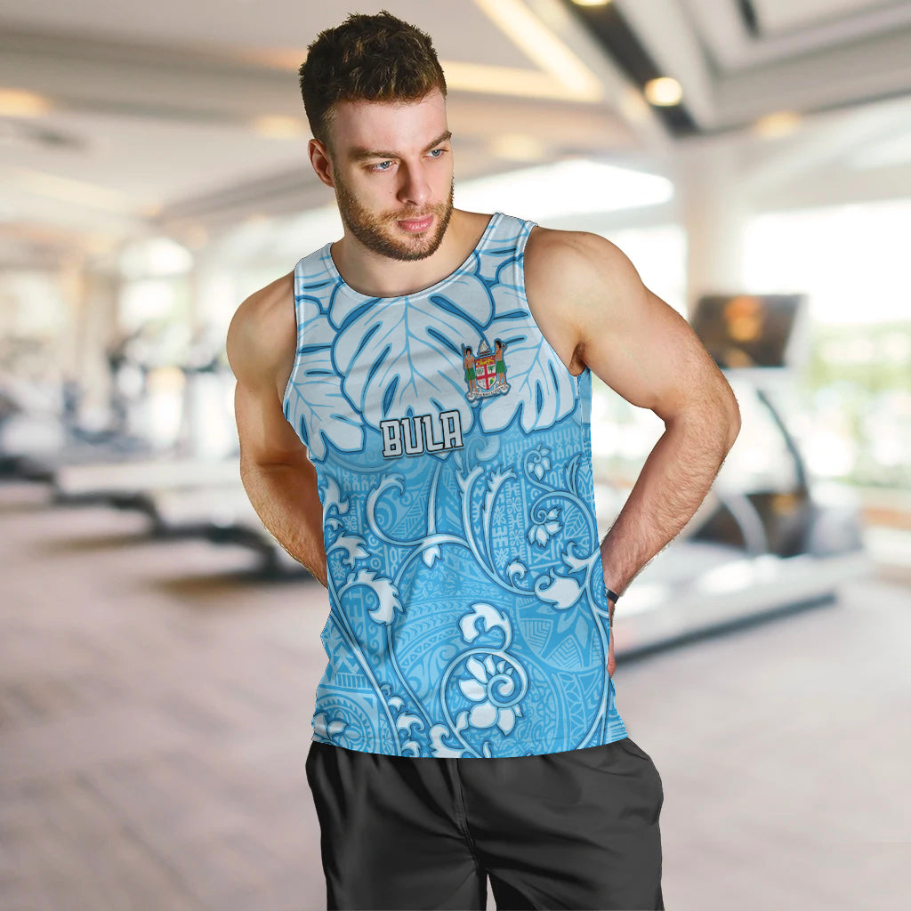 Personalized Fiji Spring Break Men Tank Top Fijian Tapa Pattern Blue LT05 - Polynesian Pride