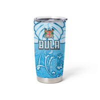 Personalized Fiji Spring Break Tumbler Cup Fijian Tapa Pattern Blue