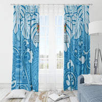 Fiji Spring Break Window Curtain Fijian Tapa Pattern Blue LT05 - Polynesian Pride