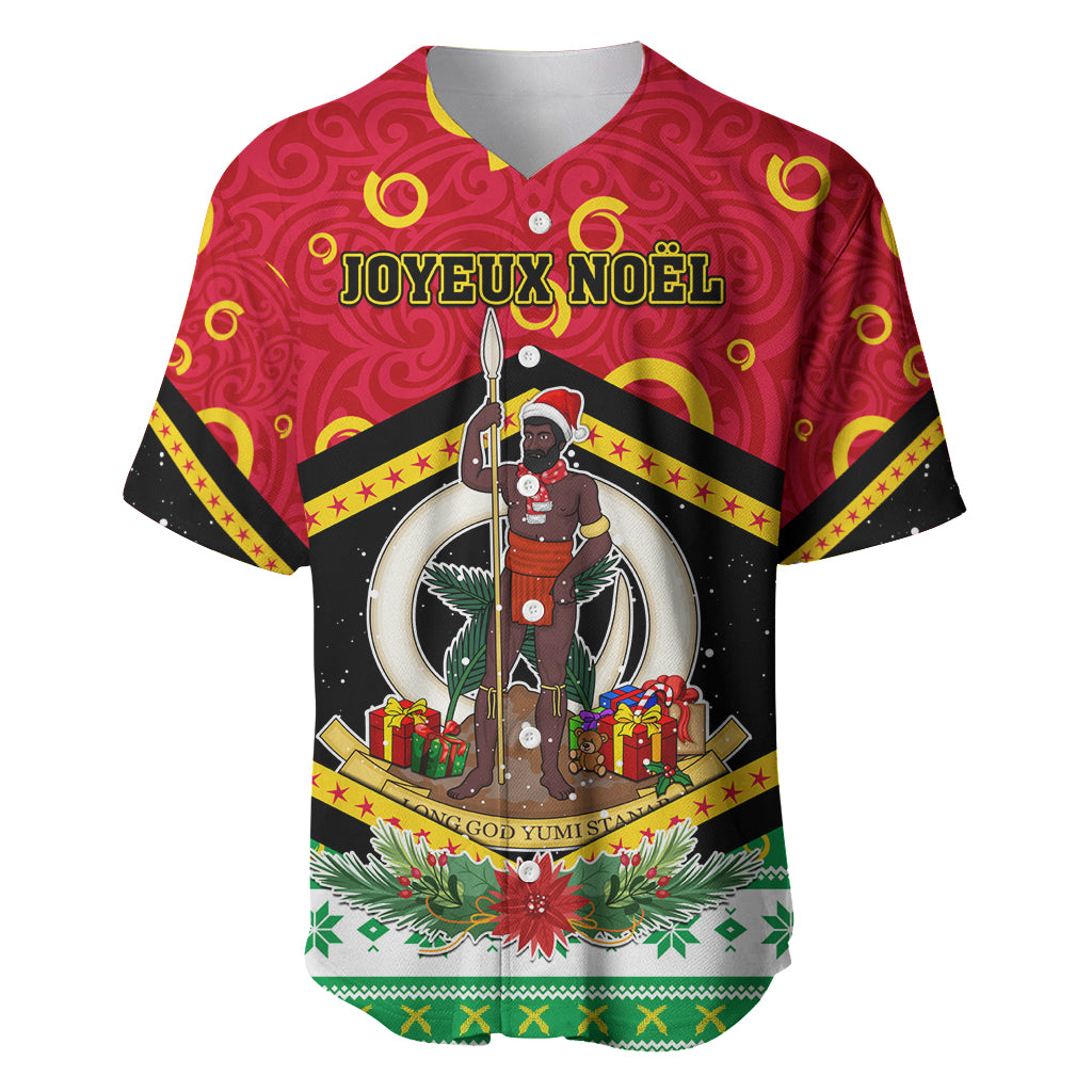 Personalized Vanuatu Christmas Baseball Jersey Santa God Yumi LT05 Red - Polynesian Pride