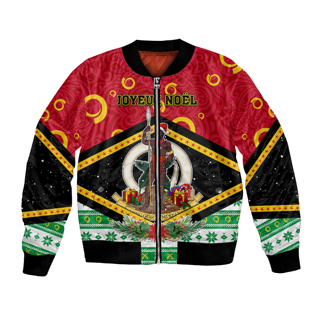 Personalized Vanuatu Christmas Bomber Jacket Santa God Yumi LT05 Unisex Red - Polynesian Pride