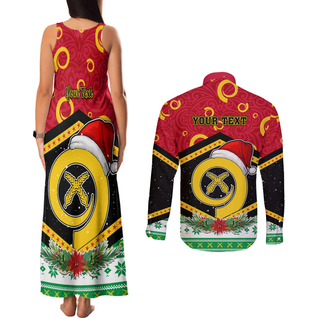 Personalized Vanuatu Christmas Couples Matching Tank Maxi Dress and Long Sleeve Button Shirts Santa God Yumi LT05 - Polynesian Pride