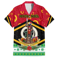 Personalized Vanuatu Christmas Family Matching Off Shoulder Long Sleeve Dress and Hawaiian Shirt Santa God Yumi LT05 Dad's Shirt - Short Sleeve Red - Polynesian Pride