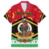 Personalized Vanuatu Christmas Family Matching Short Sleeve Bodycon Dress and Hawaiian Shirt Santa God Yumi LT05 Dad's Shirt - Short Sleeve Red - Polynesian Pride