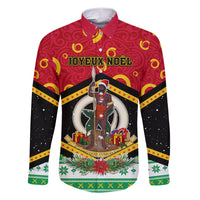 Personalized Vanuatu Christmas Family Matching Short Sleeve Bodycon Dress and Hawaiian Shirt Santa God Yumi LT05 Dad's Shirt - Long Sleeve Red - Polynesian Pride
