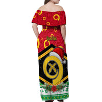 Personalized Vanuatu Christmas Off Shoulder Maxi Dress Santa God Yumi LT05 - Polynesian Pride
