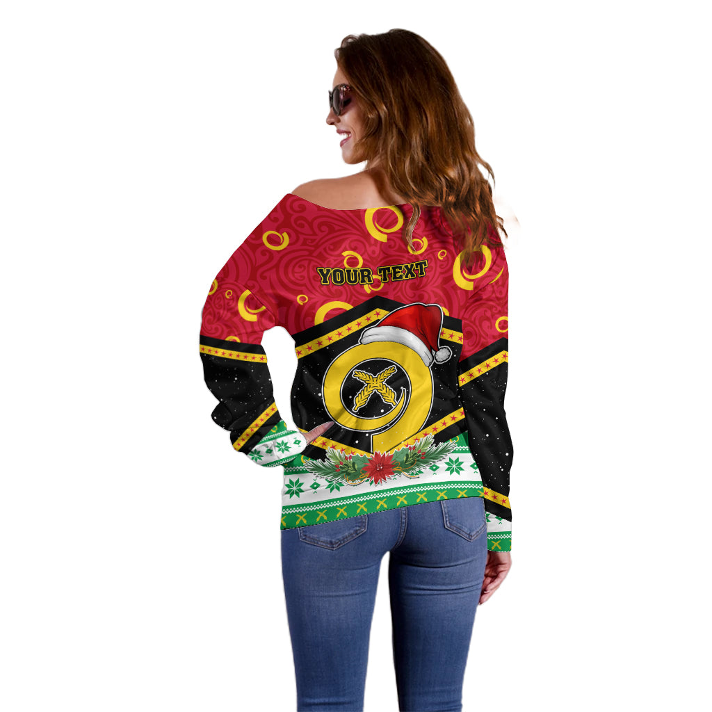 Personalized Vanuatu Christmas Off Shoulder Sweater Santa God Yumi LT05 - Polynesian Pride
