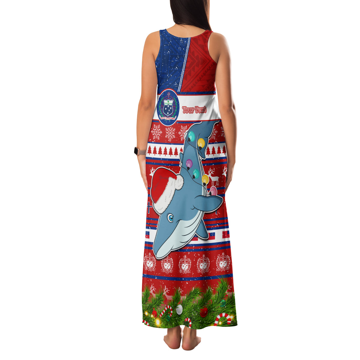 Personalized Samoa Christmas Family Matching Tank Maxi Dress and Hawaiian Shirt Santas Whale Manuia Le Kerisimasi LT05 - Polynesian Pride