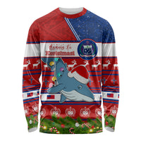 Personalized Samoa Christmas Long Sleeve Shirt Santas Whale Manuia Le Kerisimasi LT05 Unisex Red - Polynesian Pride
