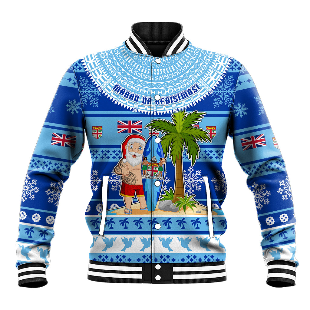 Personalized Fiji Christmas Baseball Jacket Santa Claus Surf Marau Na Kerisimasi LT05 - Polynesian Pride