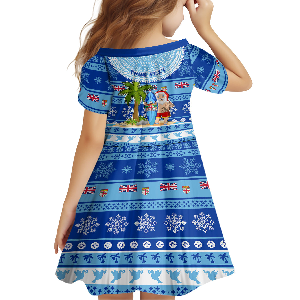 Personalized Fiji Christmas Family Matching Off Shoulder Maxi Dress and Hawaiian Shirt Santa Claus Surf Marau Na Kerisimasi LT05 - Polynesian Pride