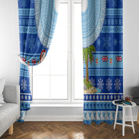 Fiji Christmas Window Curtain Santa Claus Surf Marau Na Kerisimasi LT05 - Polynesian Pride
