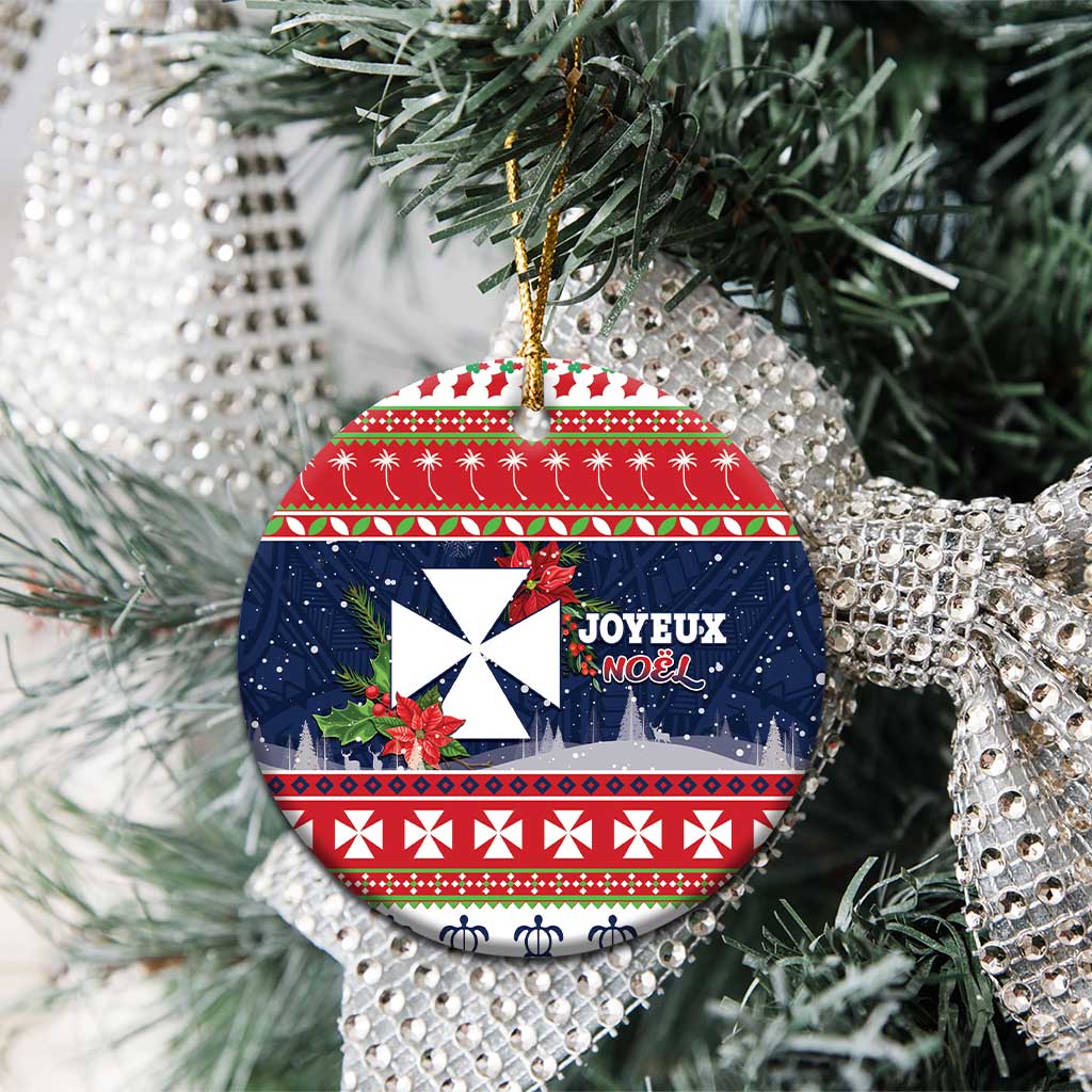 Wallis and Futuna Christmas Ceramic Ornament Poinsettia Joyeux Noel