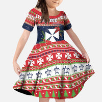 Wallis and Futuna Christmas Family Matching Long Sleeve Bodycon Dress and Hawaiian Shirt Poinsettia Joyeux Noel LT05 Daughter's Dress Red - Polynesian Pride