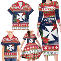 Wallis and Futuna Christmas Family Matching Long Sleeve Bodycon Dress and Hawaiian Shirt Poinsettia Joyeux Noel LT05 - Polynesian Pride
