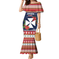 Wallis and Futuna Christmas Family Matching Mermaid Dress and Hawaiian Shirt Poinsettia Joyeux Noel LT05 Mom's Dress Red - Polynesian Pride