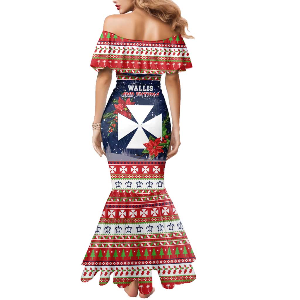 Wallis and Futuna Christmas Family Matching Mermaid Dress and Hawaiian Shirt Poinsettia Joyeux Noel LT05 - Polynesian Pride