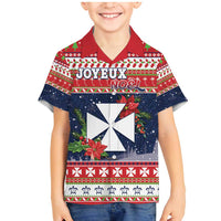 Wallis and Futuna Christmas Family Matching Mermaid Dress and Hawaiian Shirt Poinsettia Joyeux Noel LT05 Son's Shirt Red - Polynesian Pride