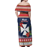 Wallis and Futuna Christmas Family Matching Off Shoulder Maxi Dress and Hawaiian Shirt Poinsettia Joyeux Noel LT05 - Polynesian Pride