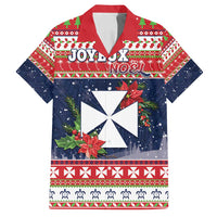Wallis and Futuna Christmas Family Matching Puletasi and Hawaiian Shirt Poinsettia Joyeux Noel LT05 Dad's Shirt - Short Sleeve Red - Polynesian Pride