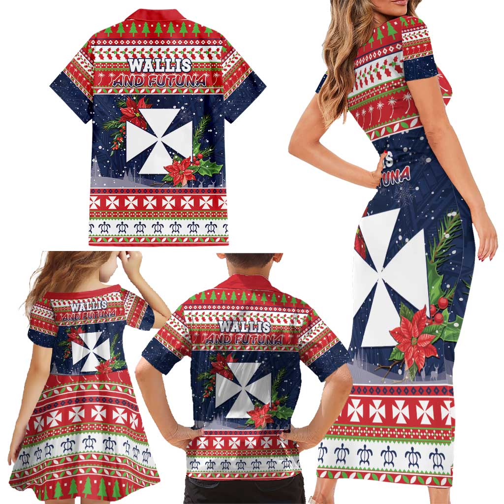 Wallis and Futuna Christmas Family Matching Short Sleeve Bodycon Dress and Hawaiian Shirt Poinsettia Joyeux Noel LT05 - Polynesian Pride