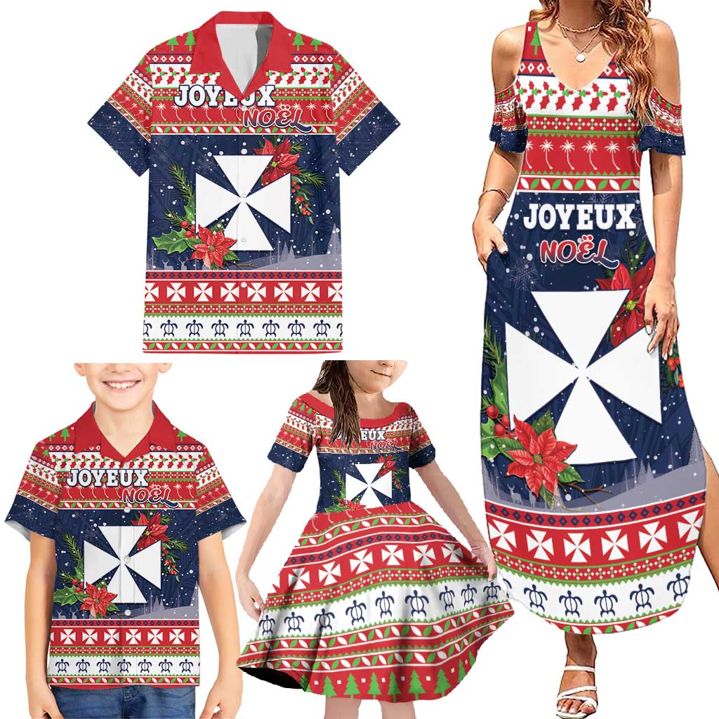 Wallis and Futuna Christmas Family Matching Summer Maxi Dress and Hawaiian Shirt Poinsettia Joyeux Noel LT05 - Polynesian Pride