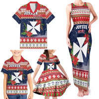 Wallis and Futuna Christmas Family Matching Tank Maxi Dress and Hawaiian Shirt Poinsettia Joyeux Noel LT05 - Polynesian Pride