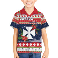 Wallis and Futuna Christmas Family Matching Tank Maxi Dress and Hawaiian Shirt Poinsettia Joyeux Noel LT05 Son's Shirt Red - Polynesian Pride